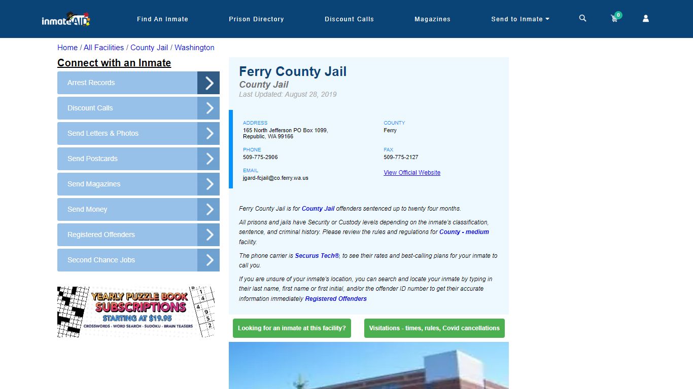 Ferry County Jail - Inmate Locator - Republic, WA