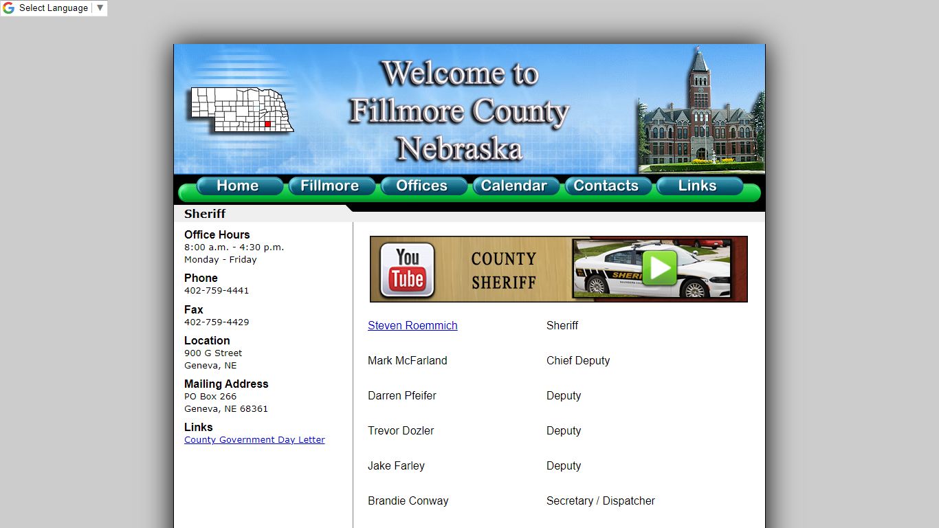 Sheriff - Fillmore County Ne