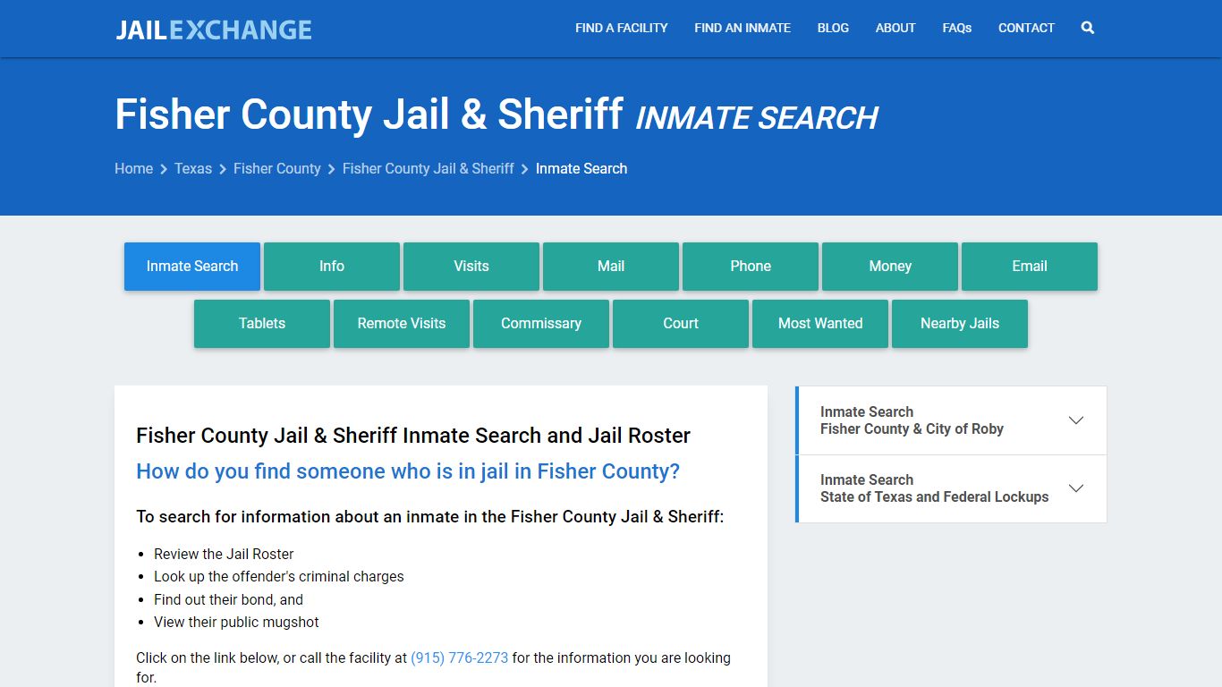 Fisher County Jail & Sheriff Inmate Search - Jail Exchange