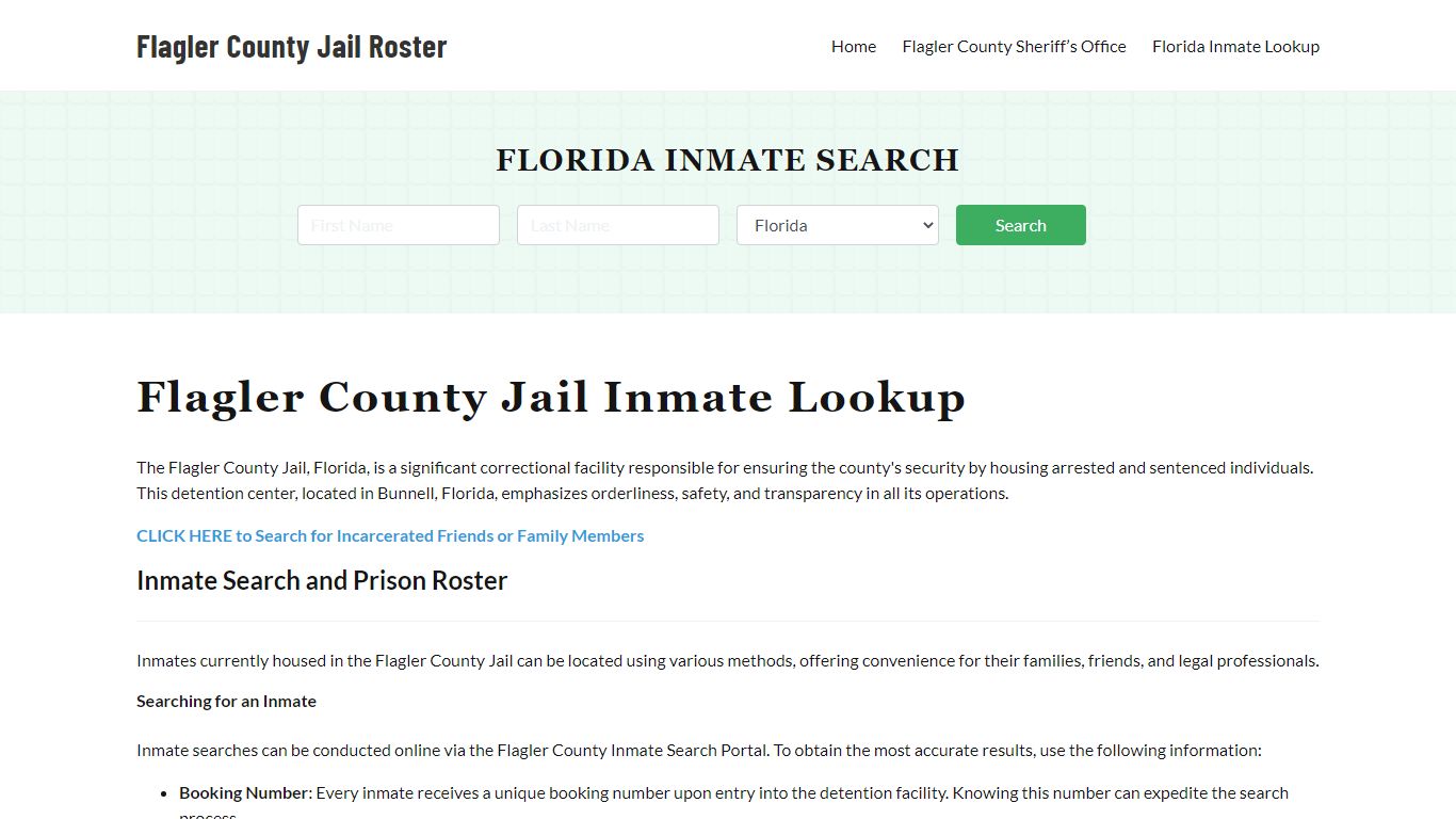 Flagler County Jail Roster Lookup, FL, Inmate Search