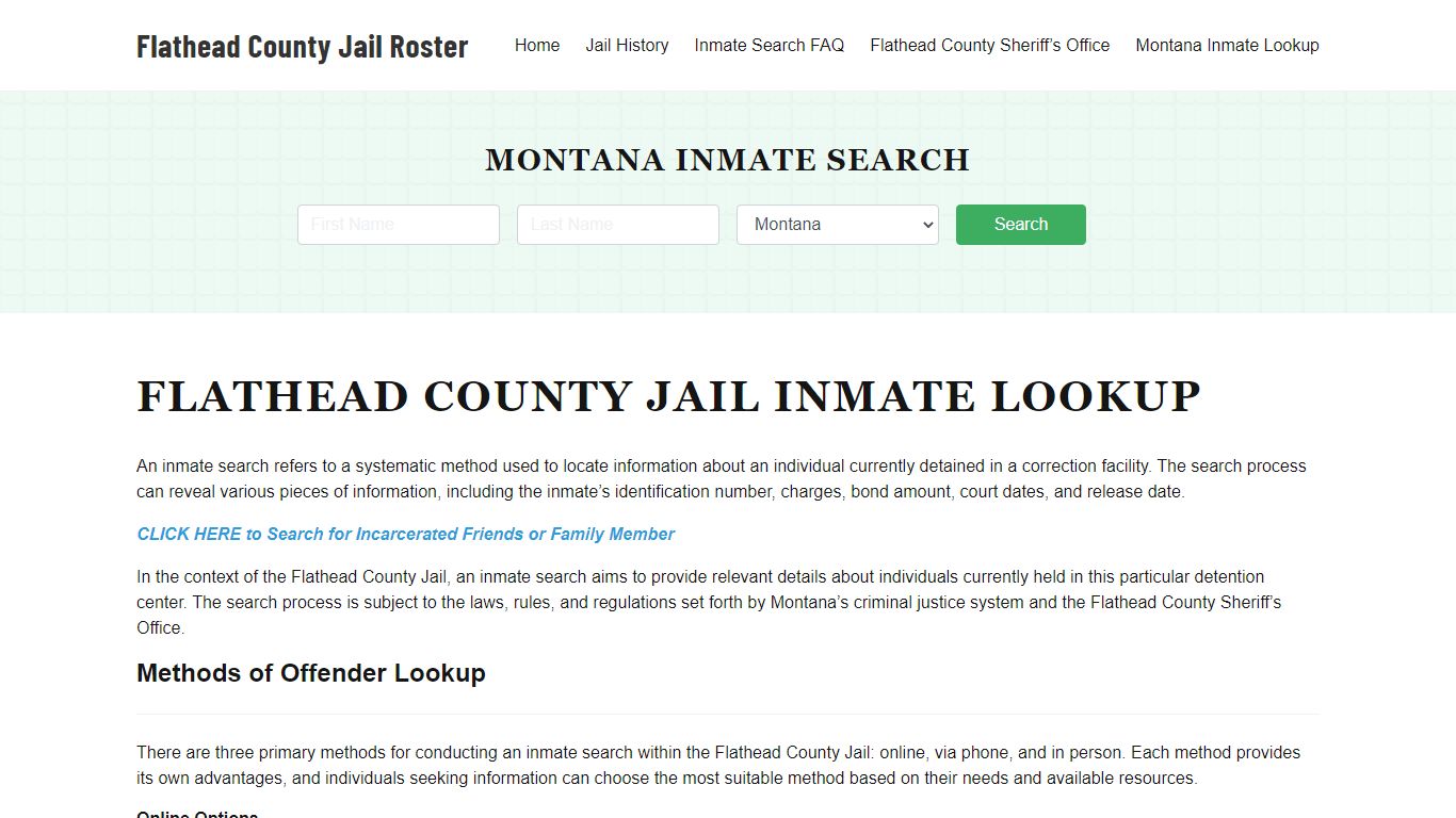Flathead County Jail Roster Lookup, MT, Inmate Search