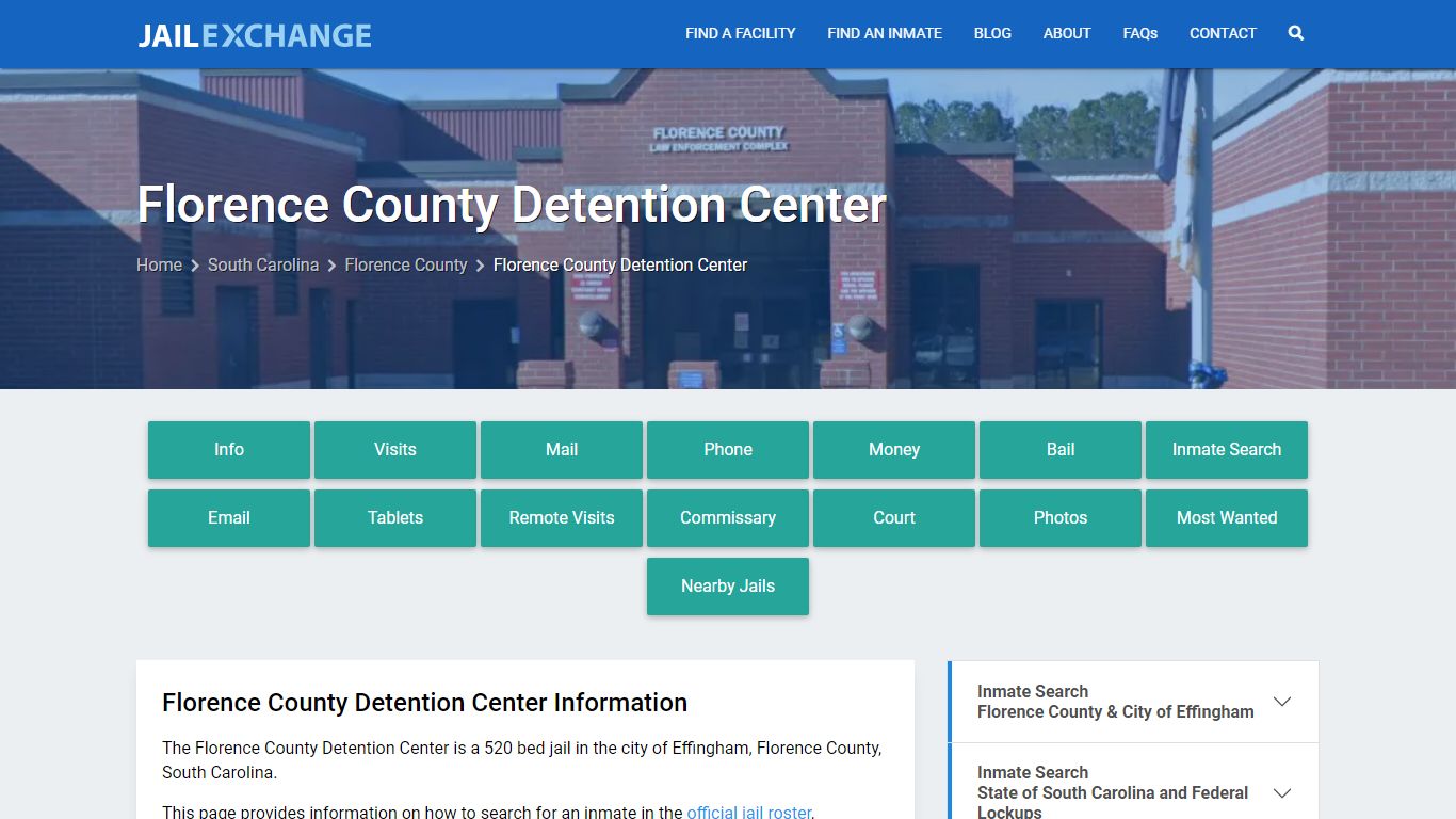 Florence County Detention Center, SC Inmate Search, Information