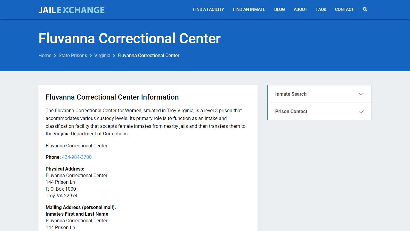 Fluvanna Correctional Center Inmate Search, VA - Jail Exchange