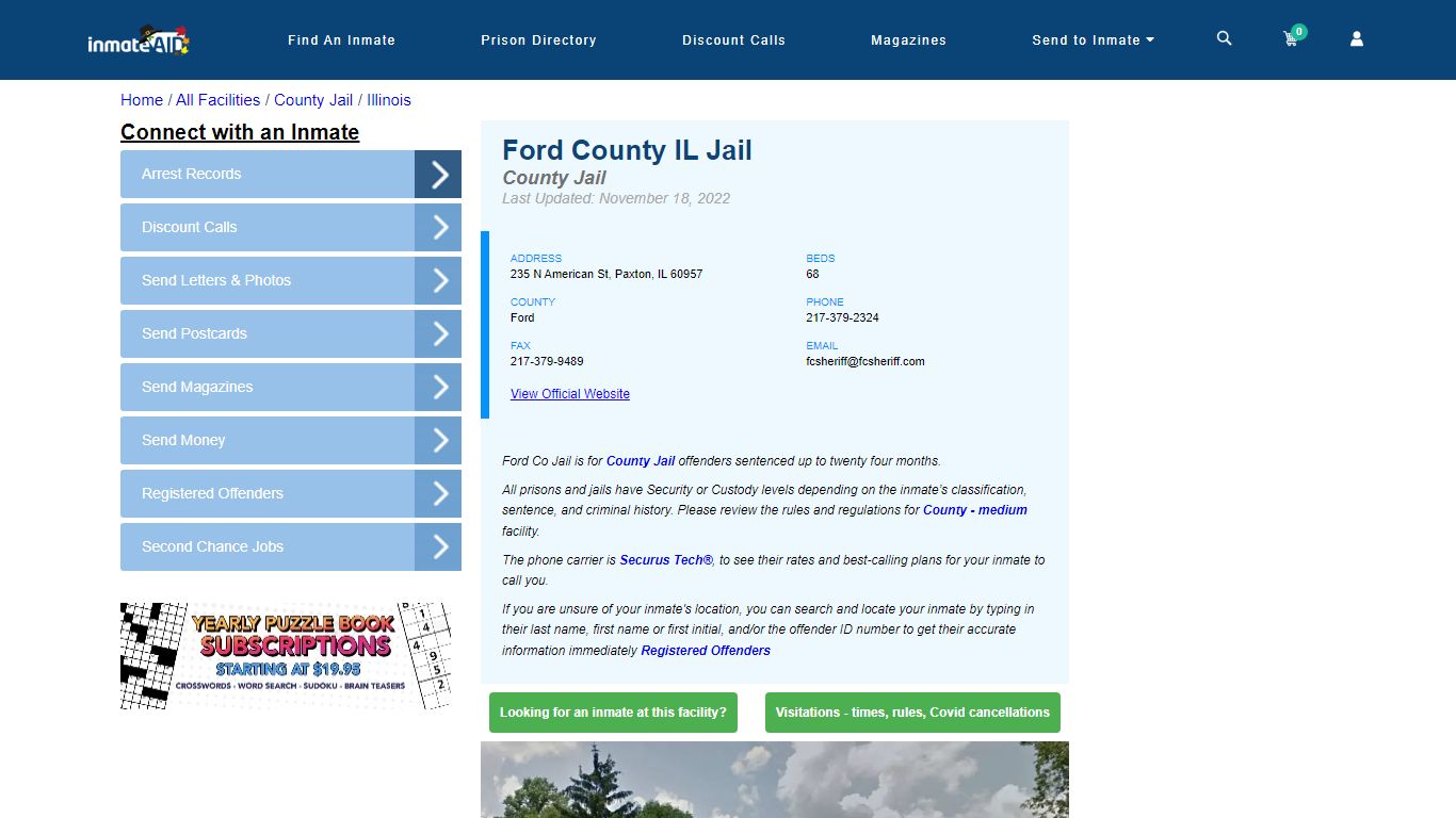 Ford County IL Jail - Inmate Locator - Paxton, IL