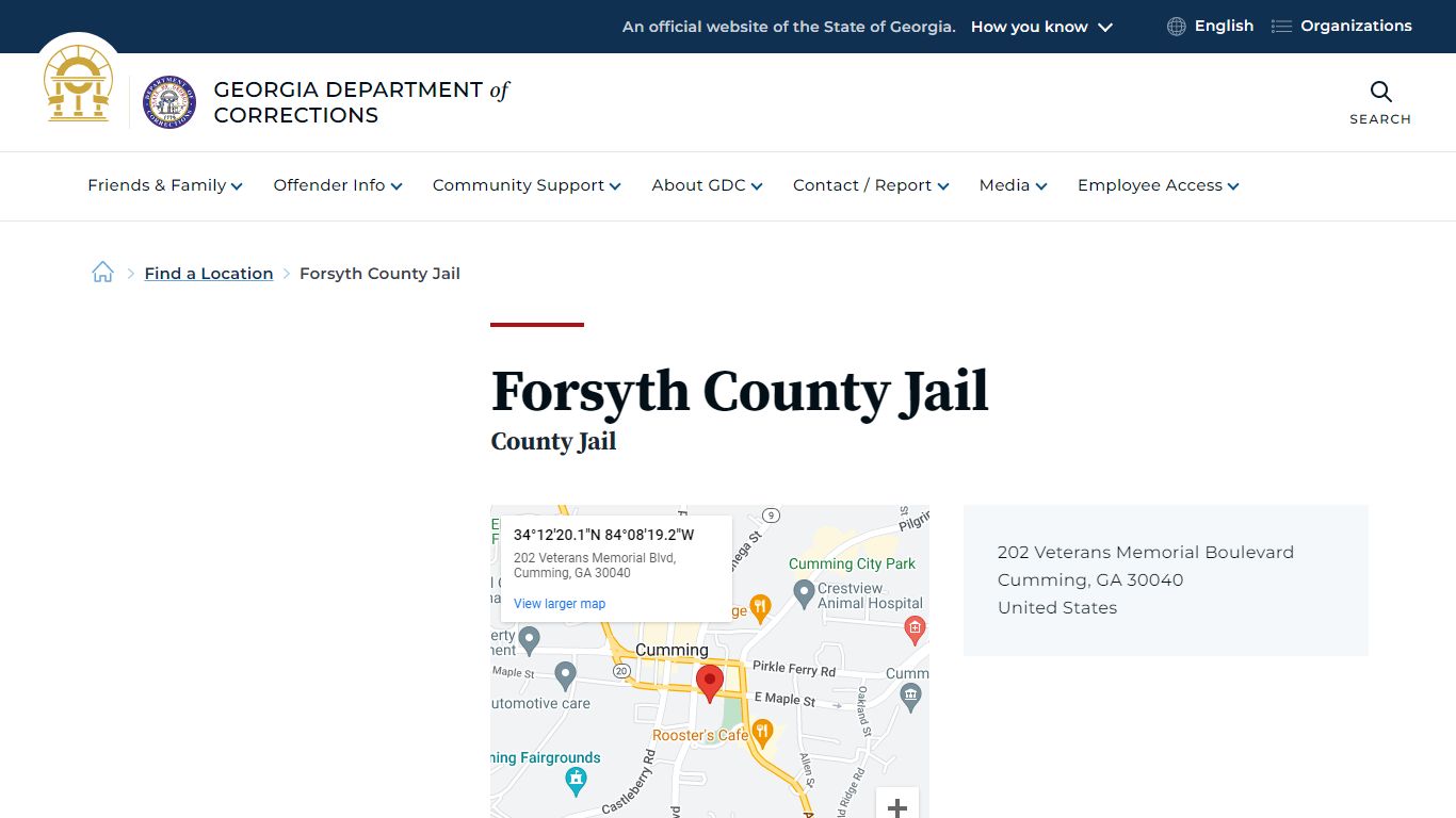 Forsyth County Jail | Georgia Department of Corrections