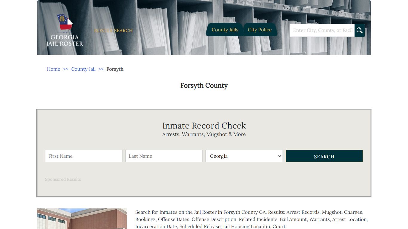 Forsyth County | Georgia Jail Inmate Search