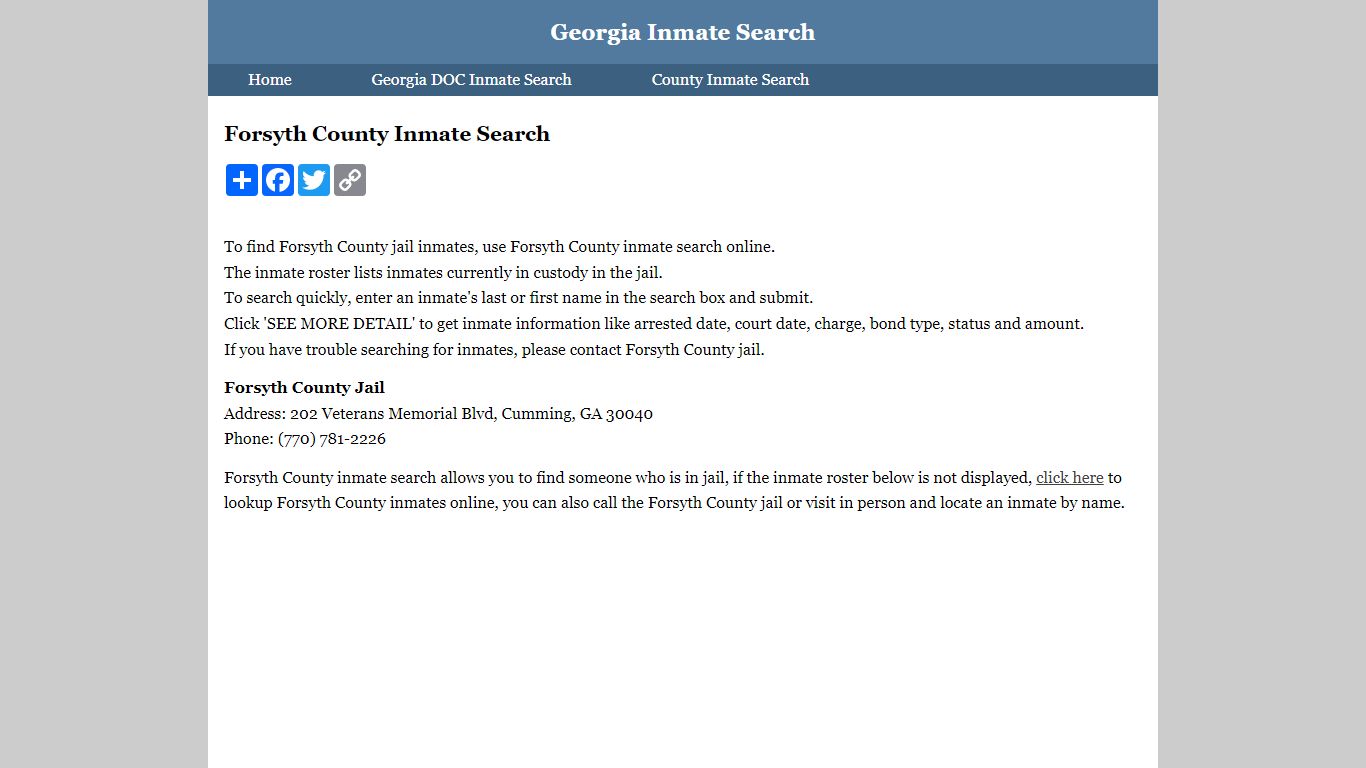 Forsyth County Inmate Search