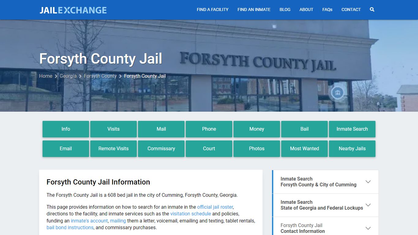 Forsyth County Jail, GA Inmate Search, Information