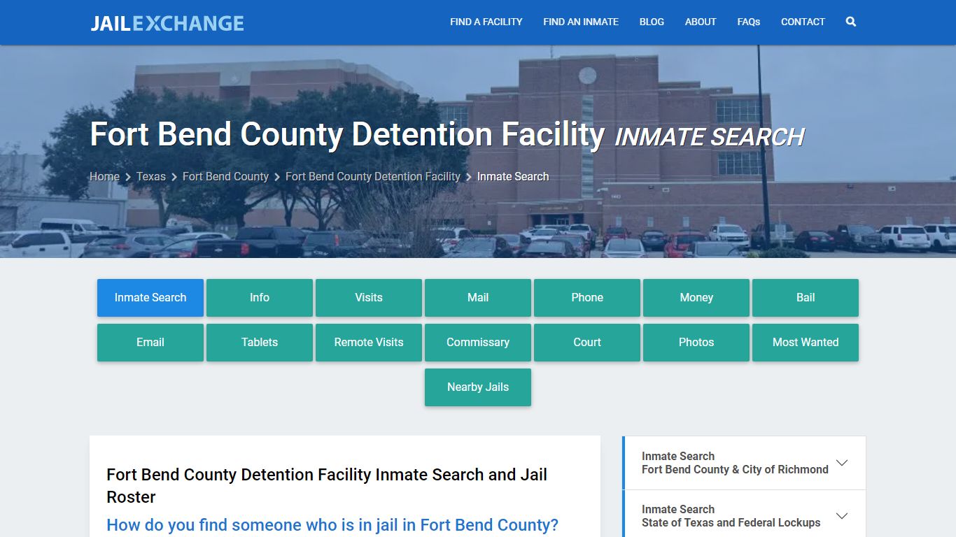 Fort Bend County Detention Facility Inmate Search - Jail Exchange