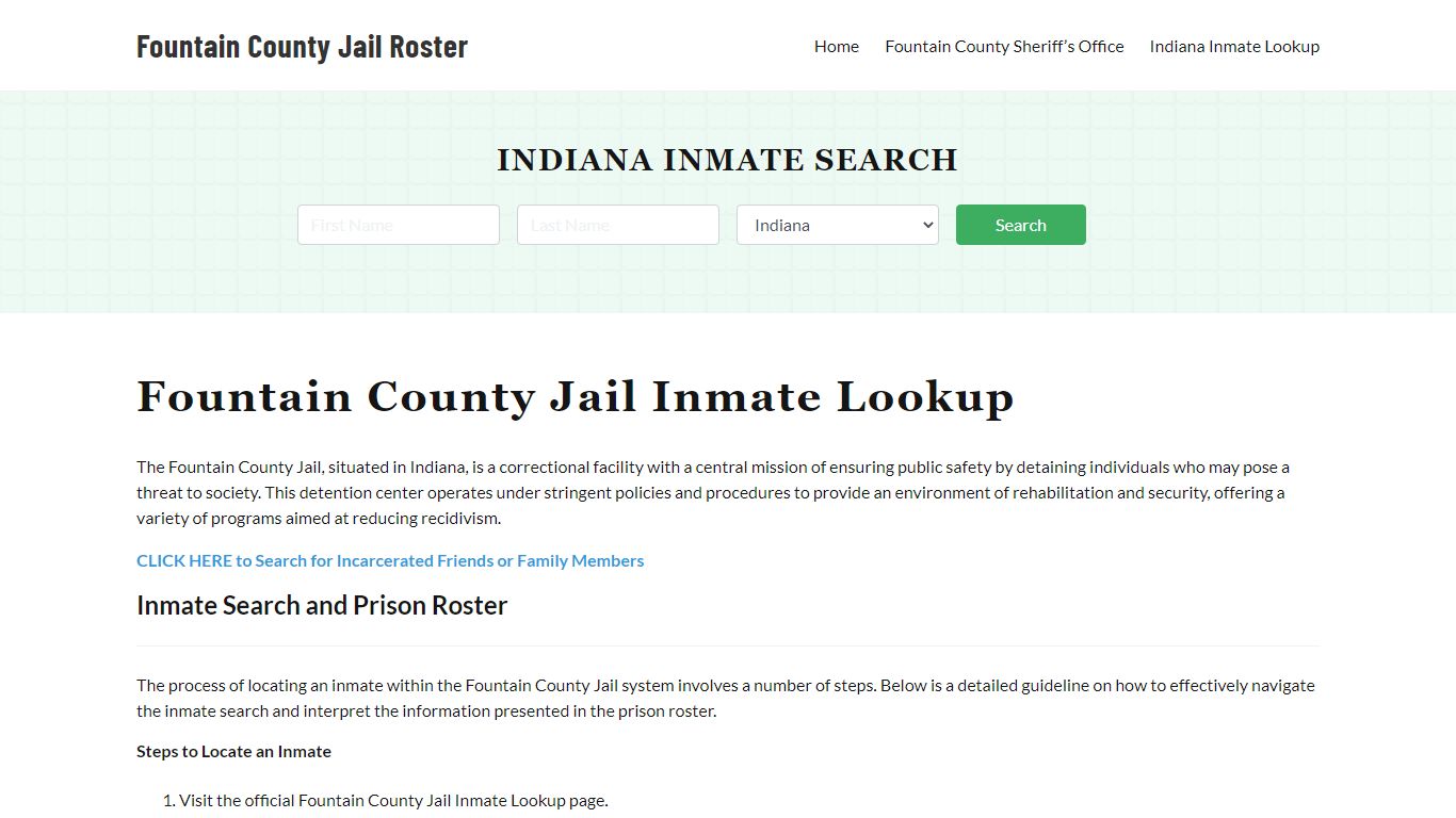 Fountain County Jail Roster Lookup, IN, Inmate Search