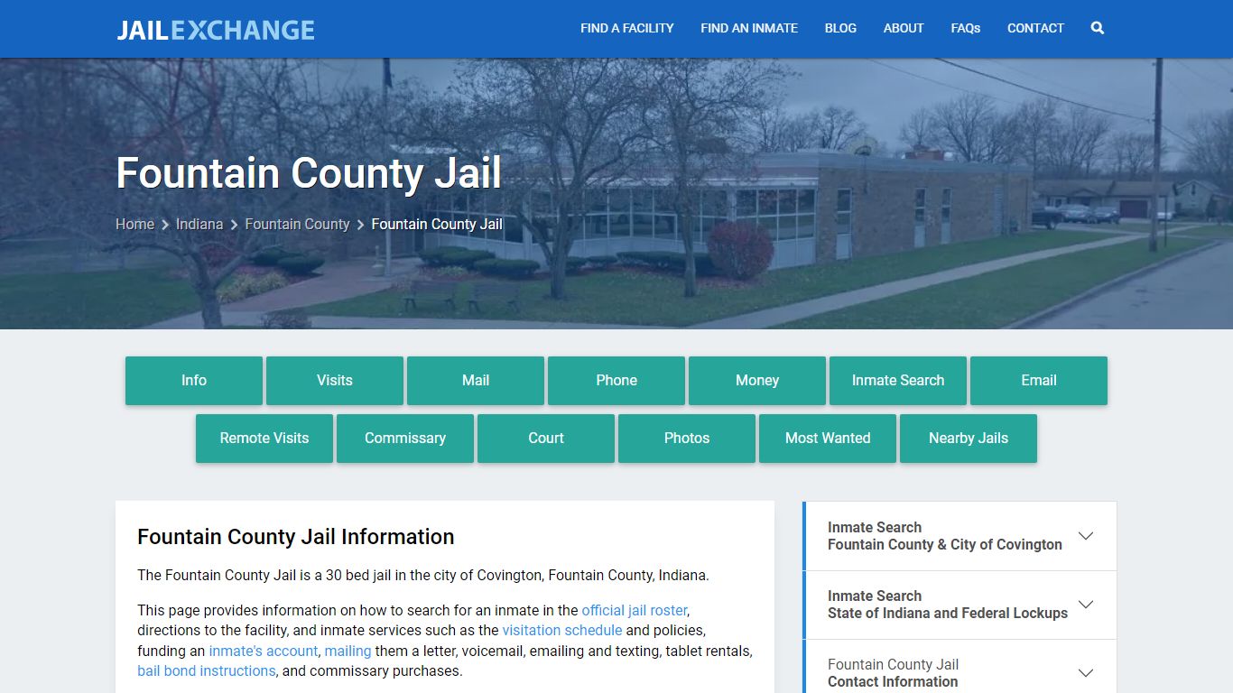 Fountain County Jail, IN Inmate Search, Information