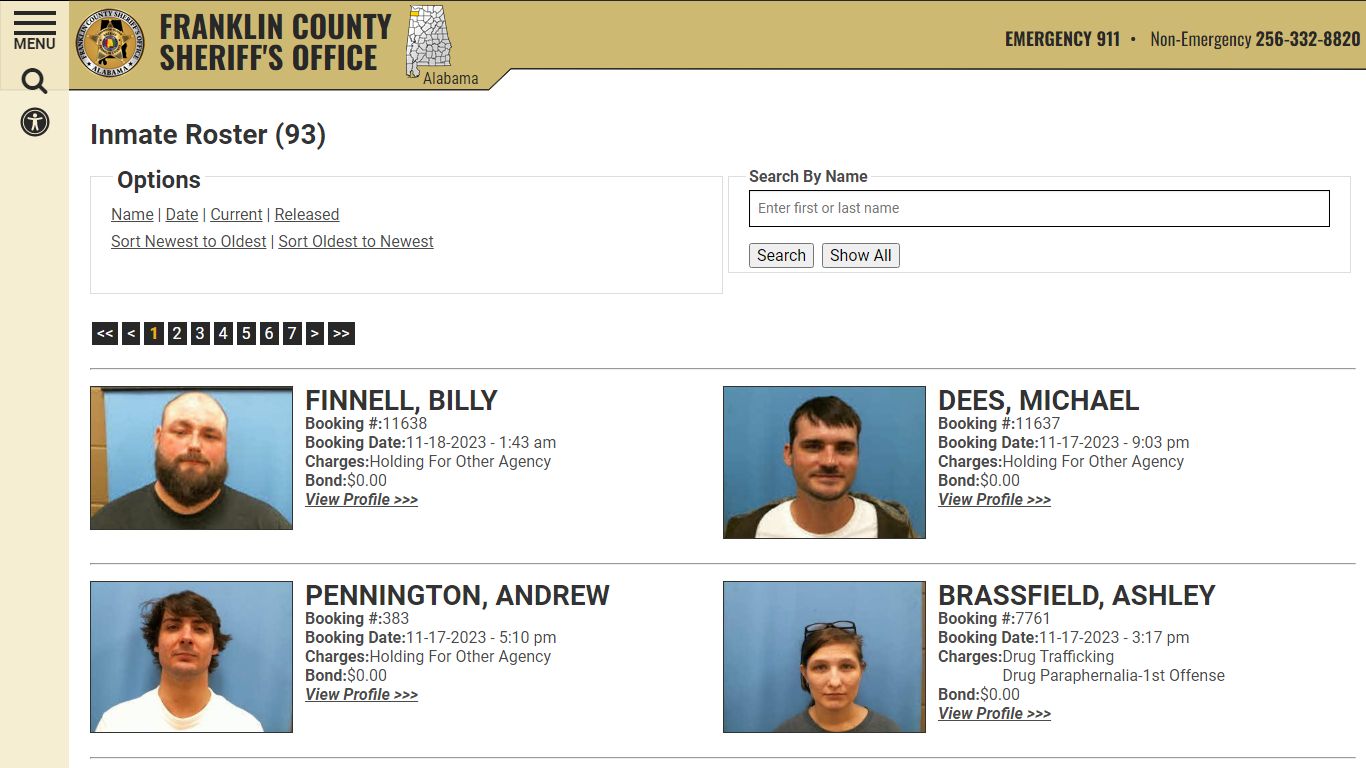 Current Inmates Booking Date Descending - Franklin County AL Sheriff's ...