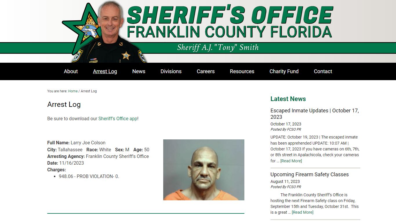 Franklin County Florida Sheriff's Office - Arrest Log
