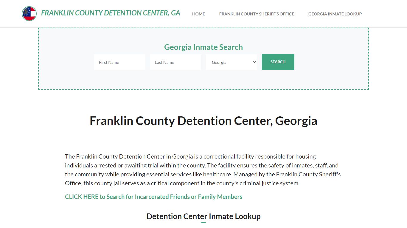 Franklin County Detention Center, GA Inmate Roster, Offender Search