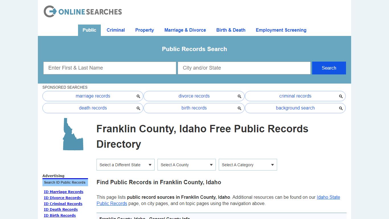 Franklin County, Idaho Public Records Directory - OnlineSearches.com