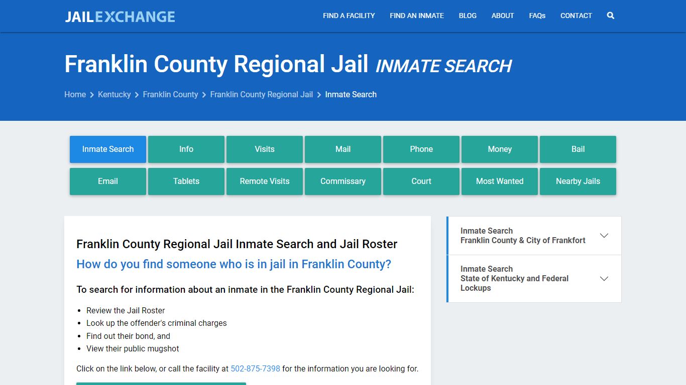 Inmate Search: Roster & Mugshots - Franklin County Regional Jail, KY