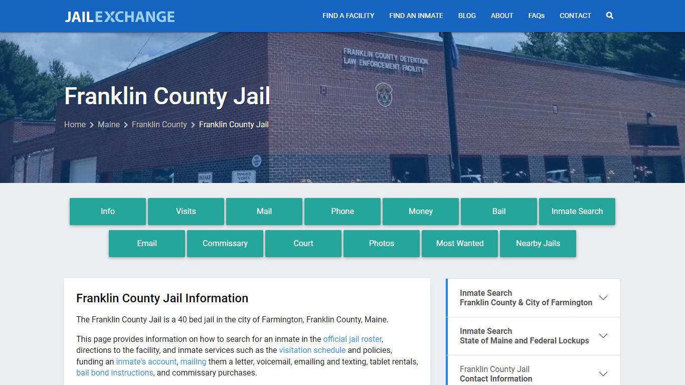 Franklin County Jail, ME Inmate Search, Information