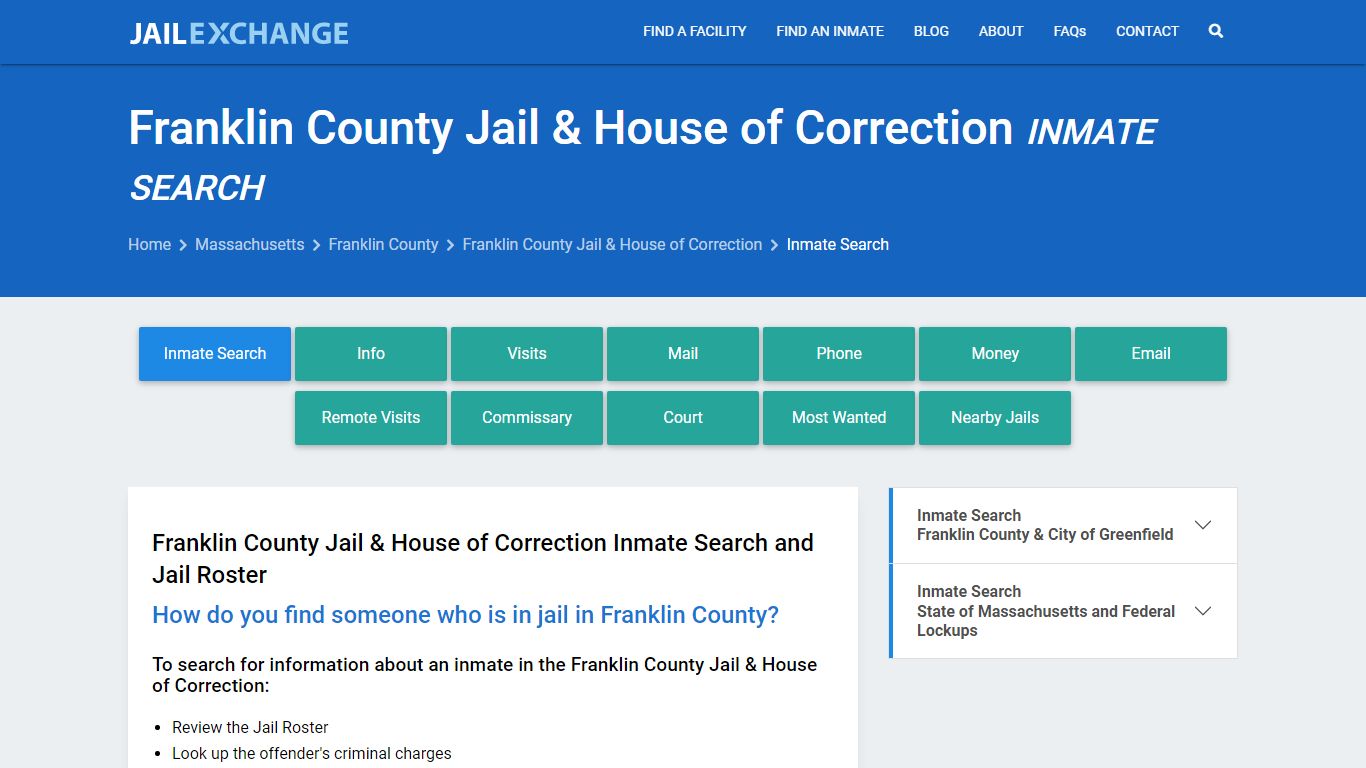 Franklin County Jail & House of Correction Inmate Search