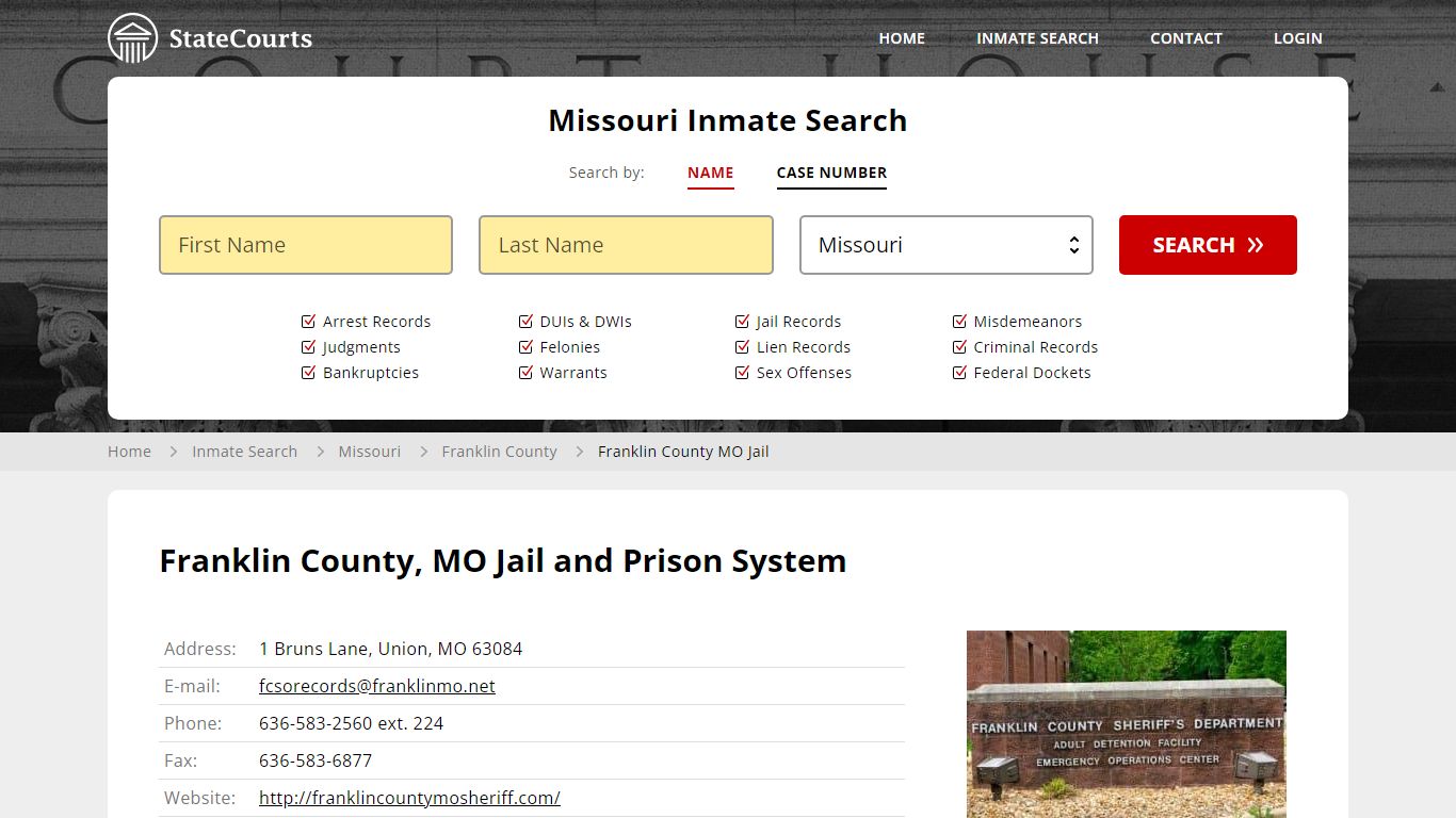 Franklin County MO Jail Inmate Records Search, Missouri - StateCourts