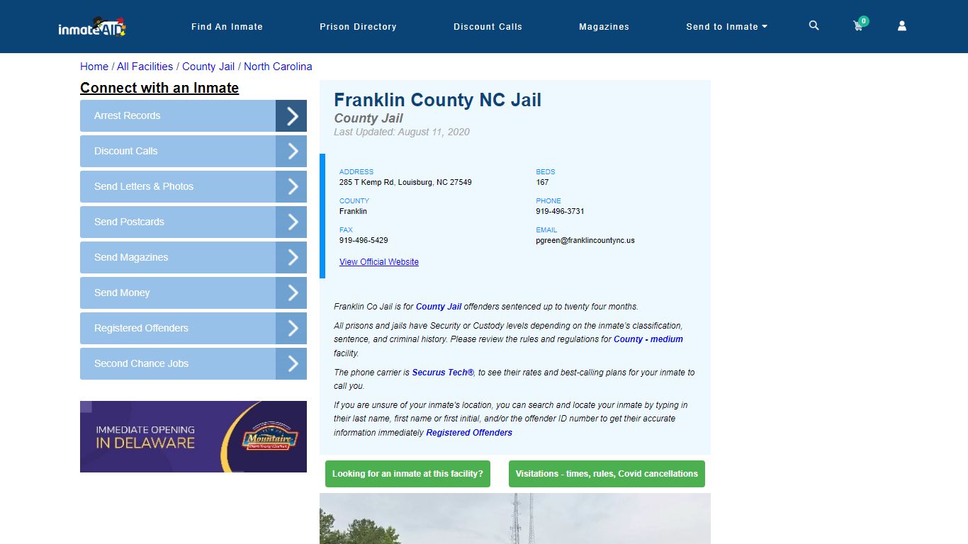 Franklin County NC Jail - Inmate Locator - Louisburg, NC