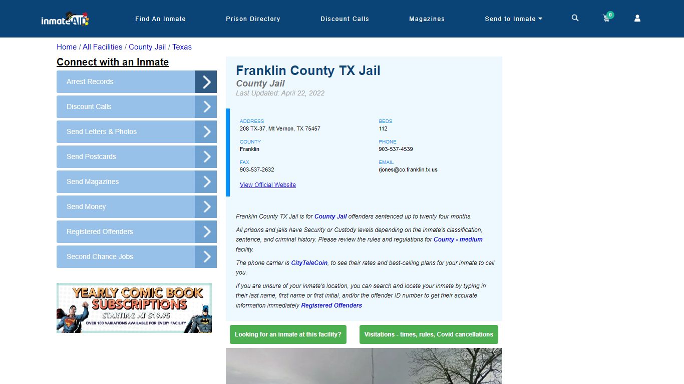 Franklin County TX Jail - Inmate Locator - Mt Vernon, TX