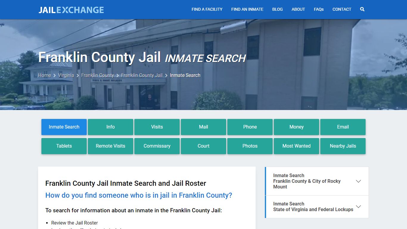 Inmate Search: Roster & Mugshots - Franklin County Jail, VA
