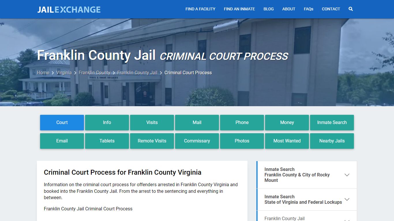 Franklin County Jail Criminal Court Process - Jail Exchange