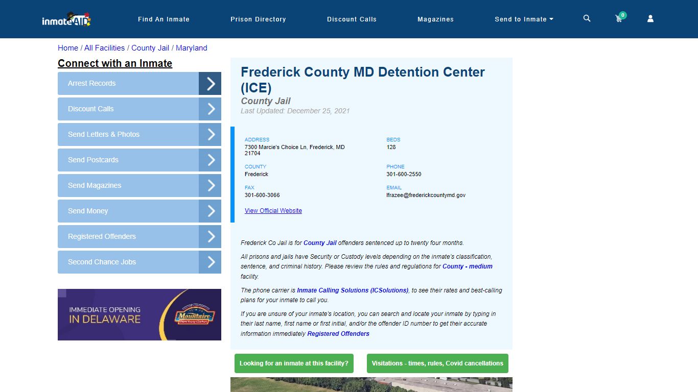 Frederick County MD Detention Center (ICE) - Inmate Locator - Frederick, MD