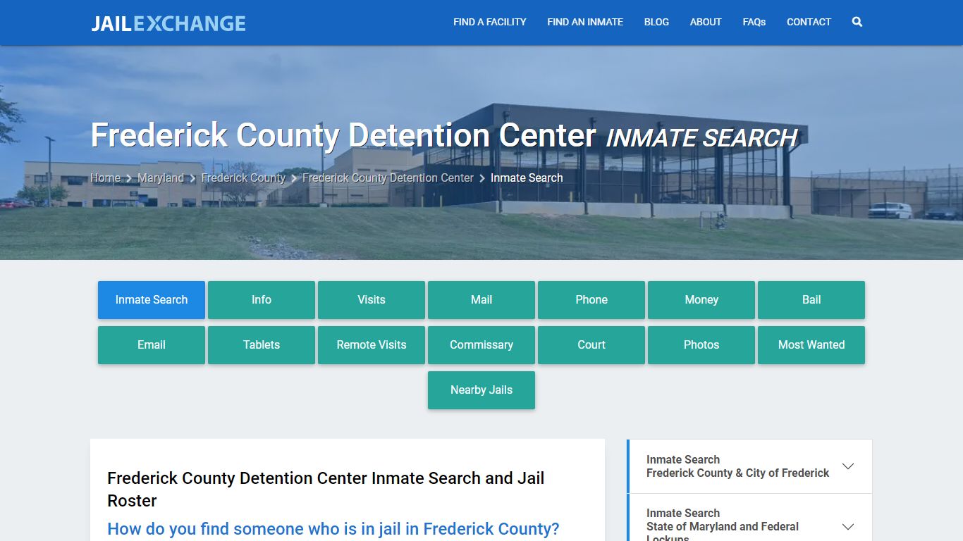 Frederick County Detention Center Inmate Search - Jail Exchange