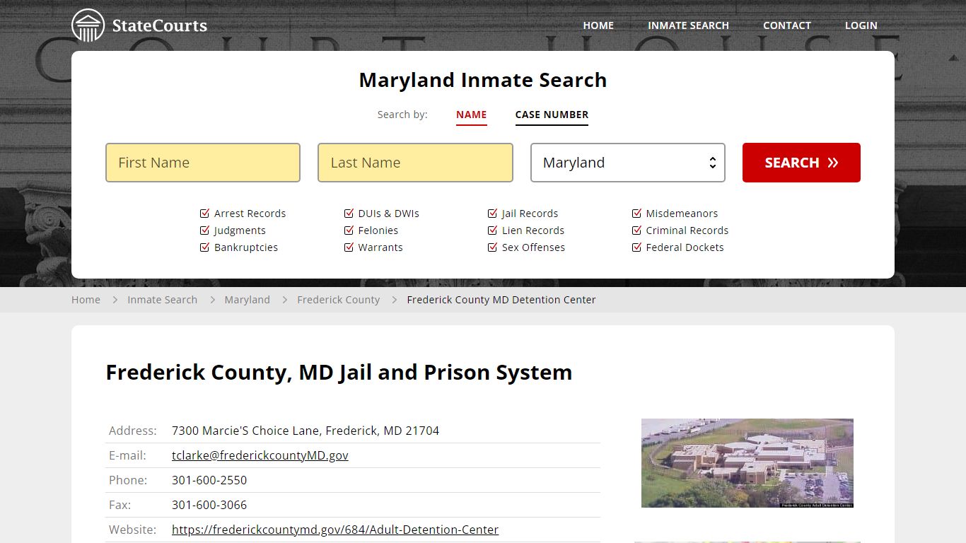 Frederick County MD Detention Center Inmate Records Search, Maryland ...