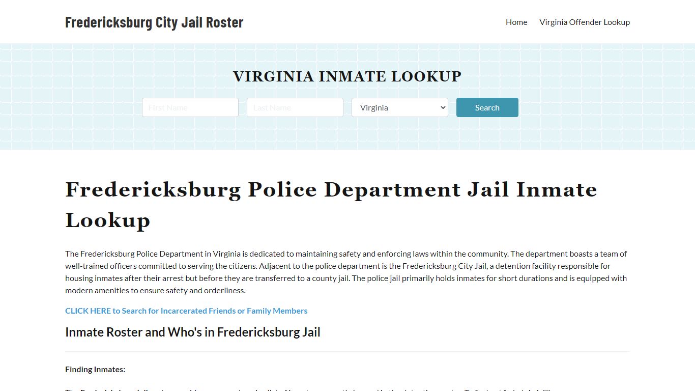 Fredericksburg Police Department & City Jail, VA Inmate Roster, Arrests ...