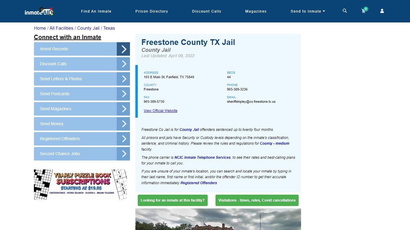 Freestone County TX Jail - Inmate Locator - Fairfield, TX