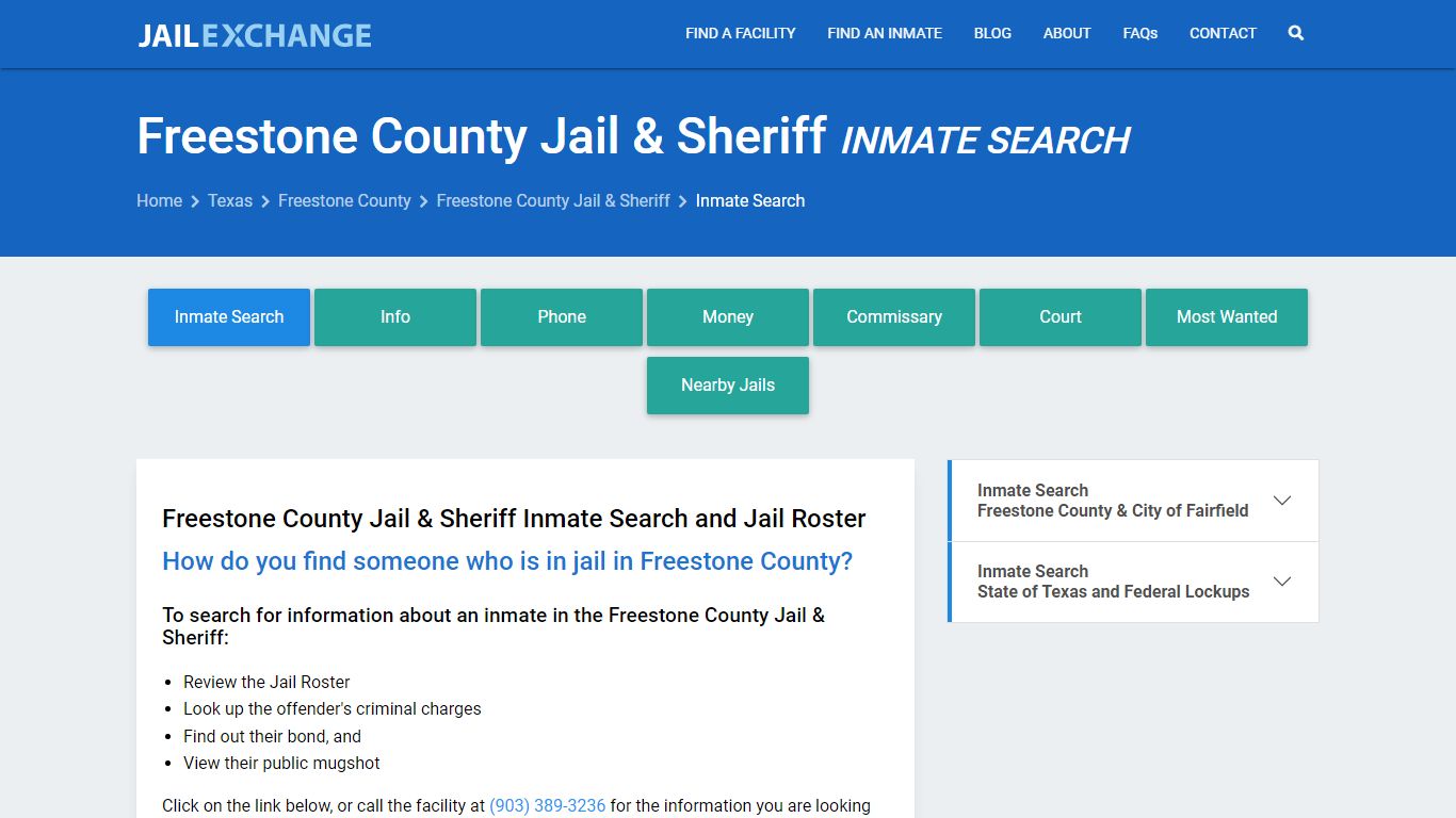 Freestone County Jail & Sheriff Inmate Search - Jail Exchange