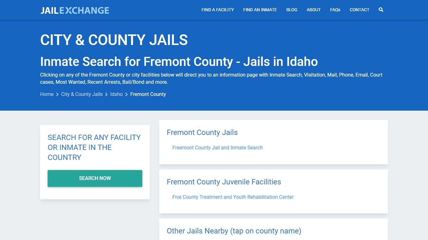 Inmate Search for Fremont County | Jails in Idaho - Jail Exchange
