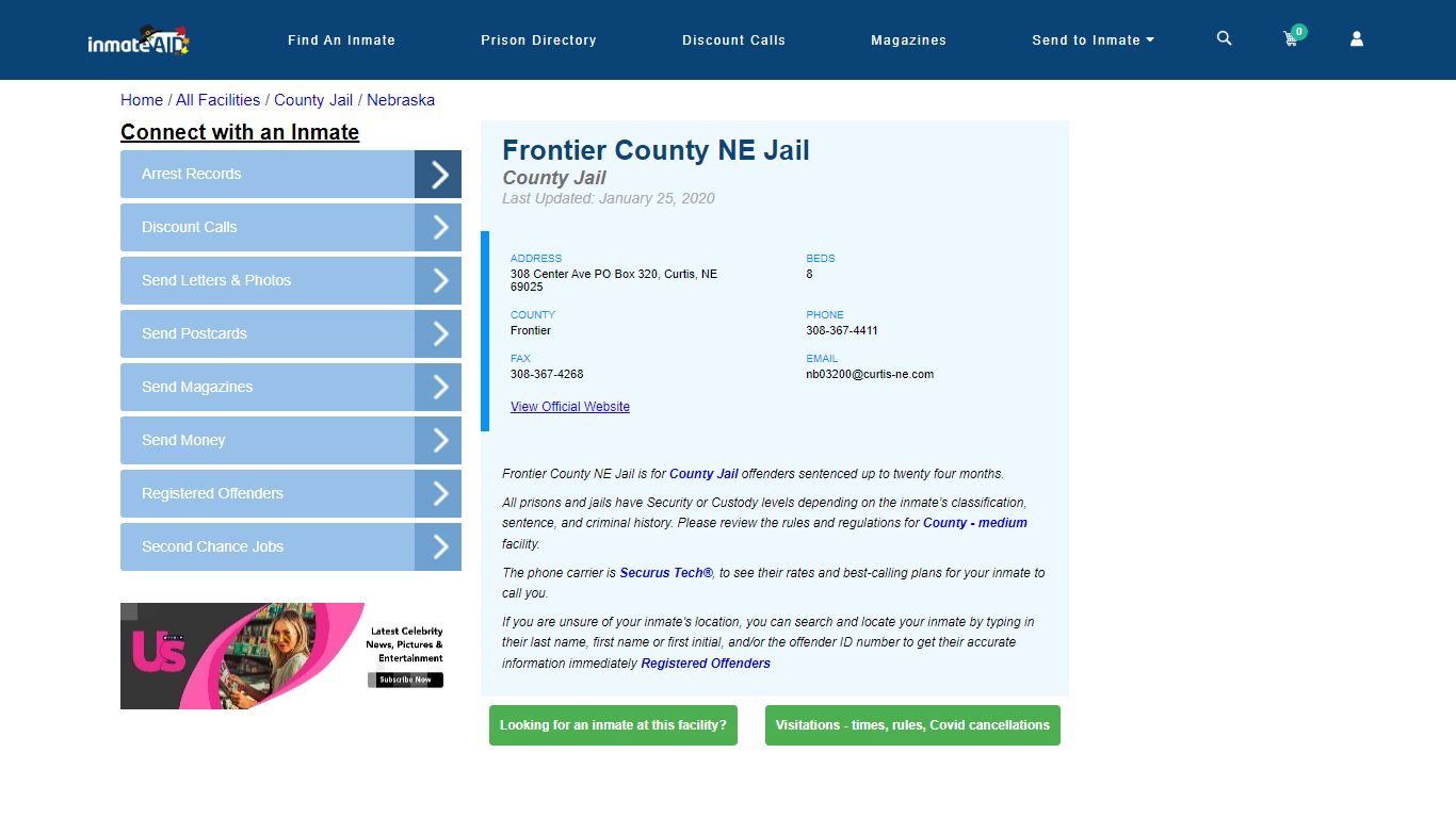 Frontier County NE Jail - Inmate Locator - Curtis, NE