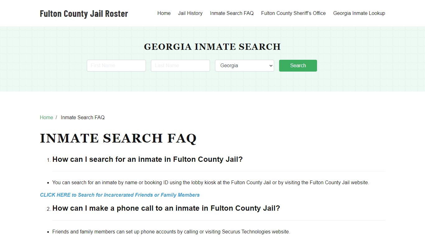 Inmate Search FAQ - Fulton County, GA