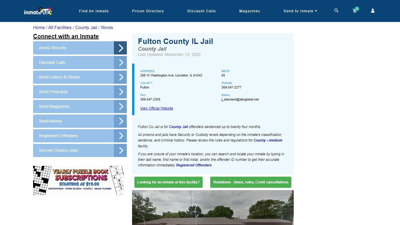 Fulton County IL Jail - Inmate Locator - Lewiston, IL