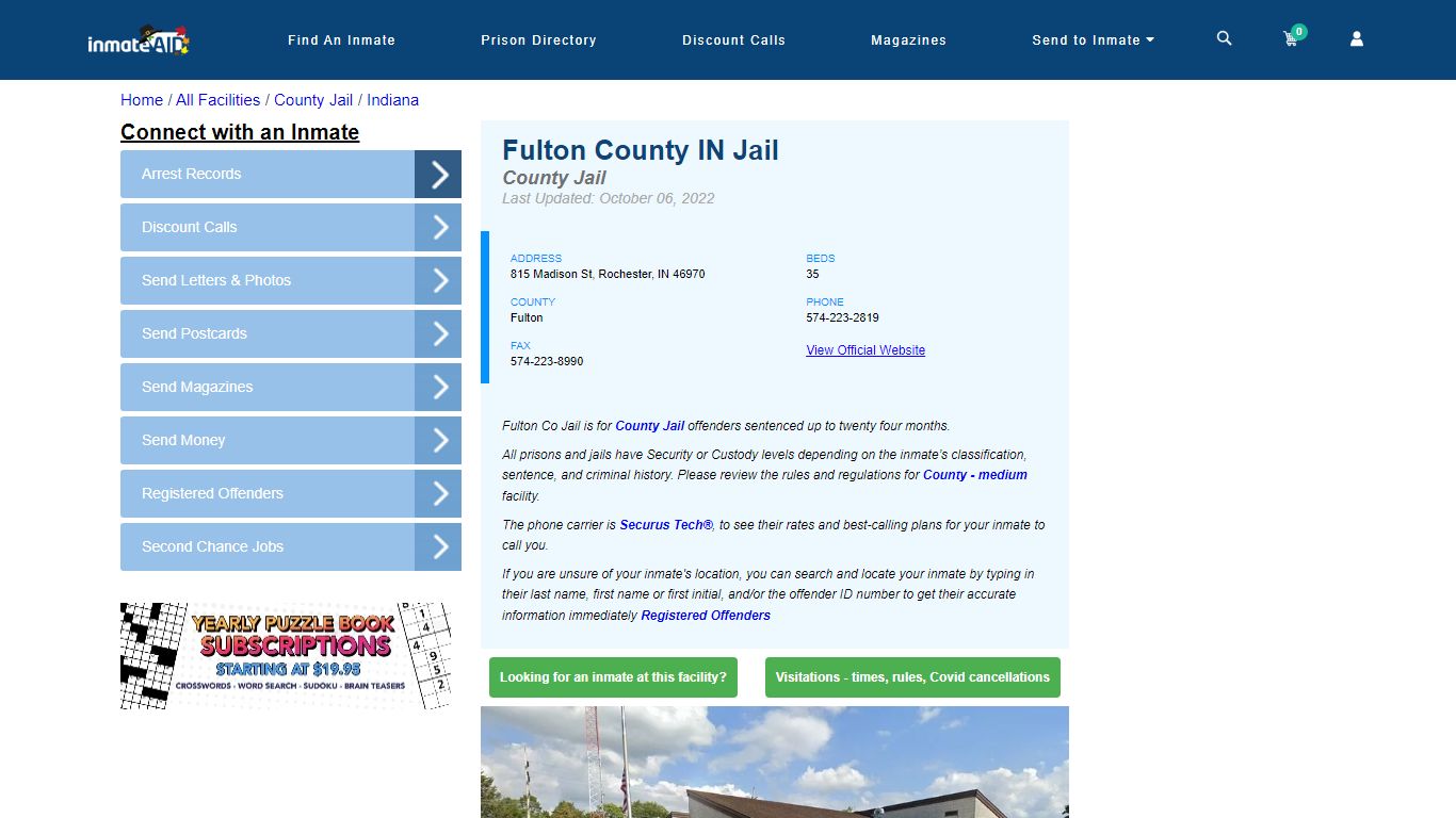 Fulton County IN Jail - Inmate Locator - Rochester, IN