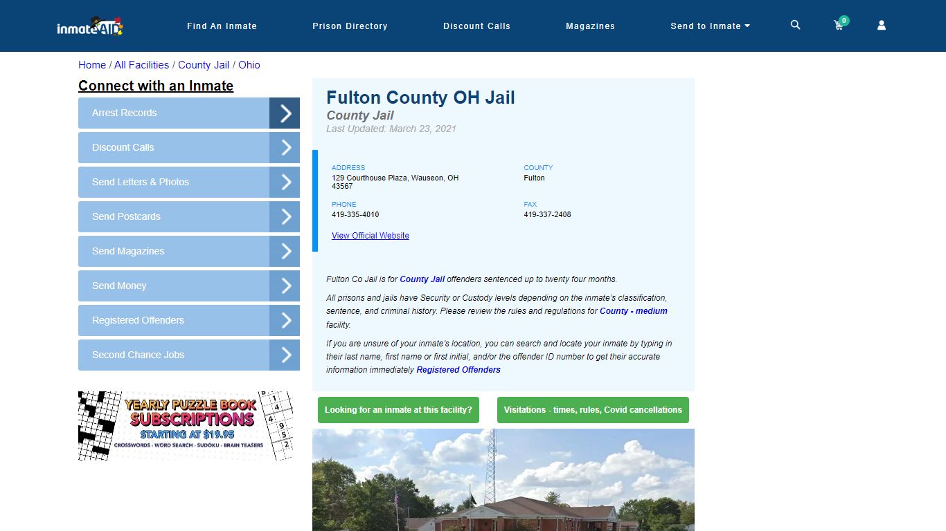 Fulton County OH Jail - Inmate Locator - Wauseon, OH