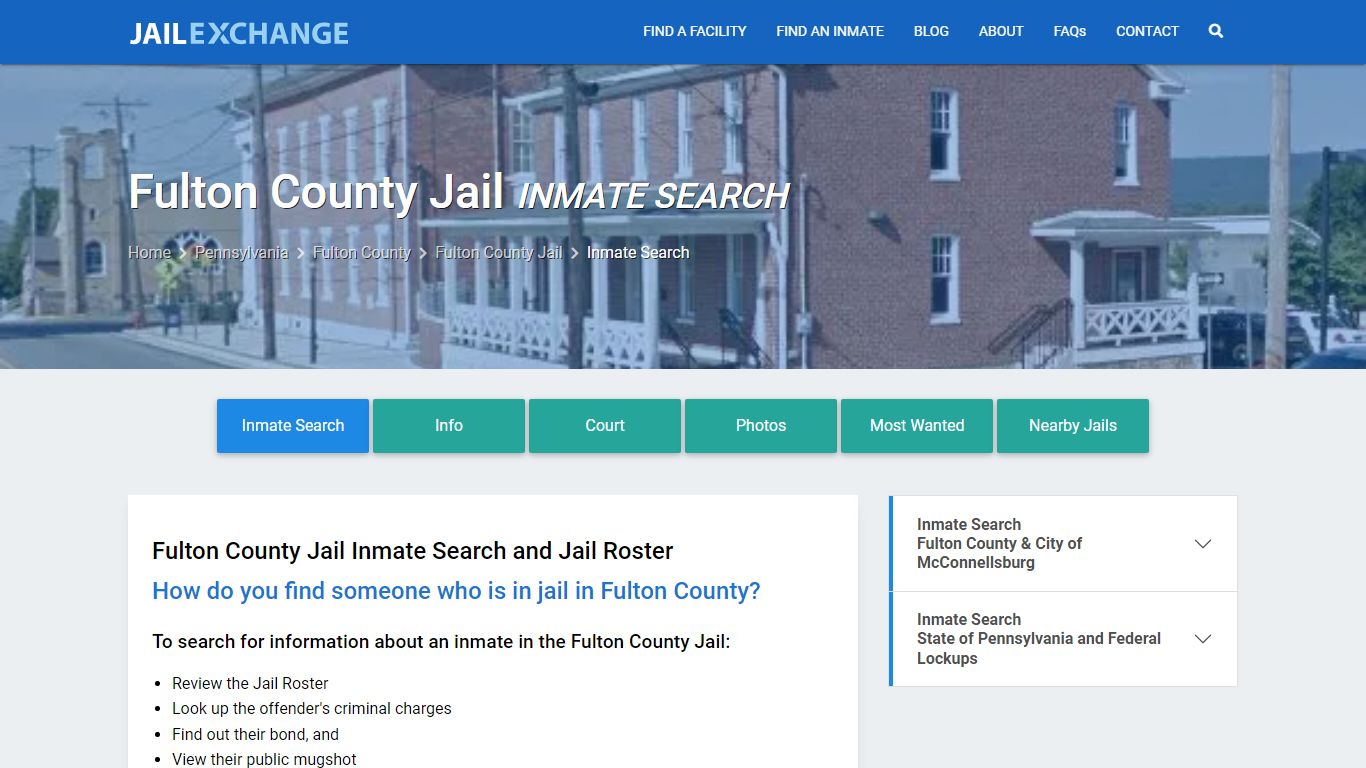 Inmate Search: Roster & Mugshots - Fulton County Jail, PA