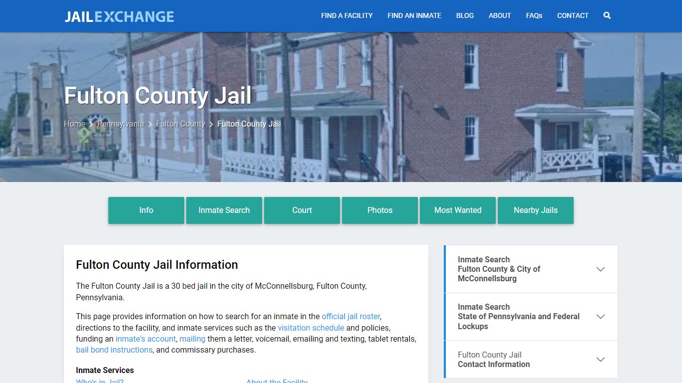 Fulton County Jail, PA Inmate Search, Information
