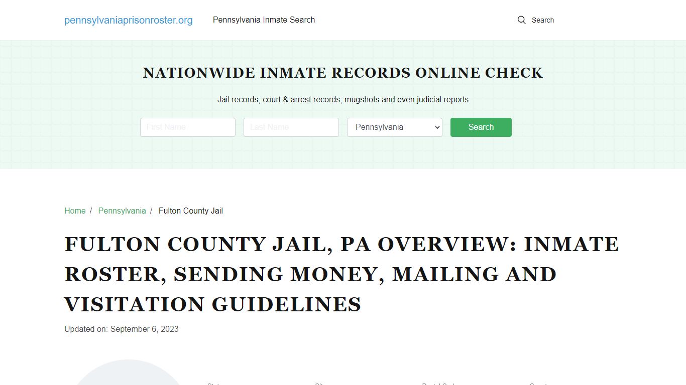 Fulton County Jail, PA: Offender Search, Visitation & Contact Info