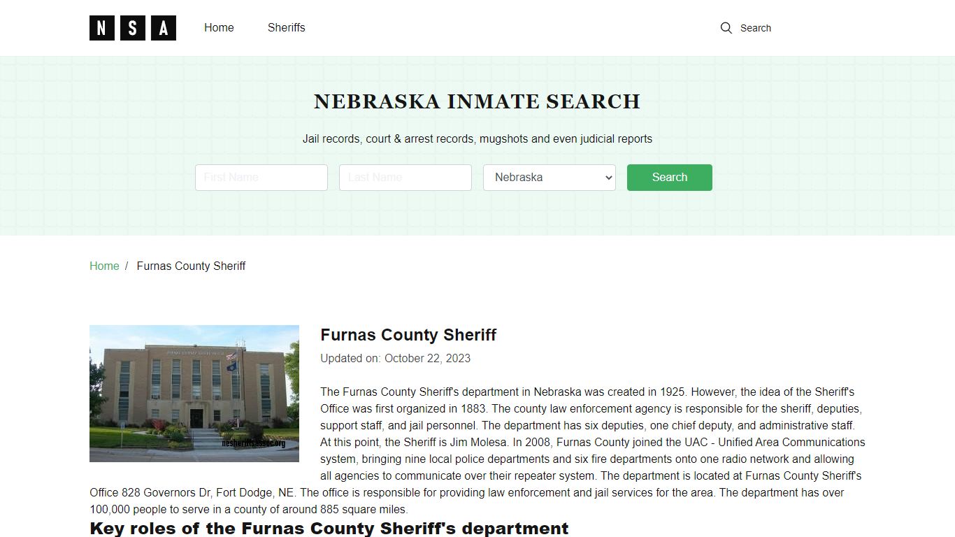 Furnas County Sheriff, Nebraska and County Jail Information