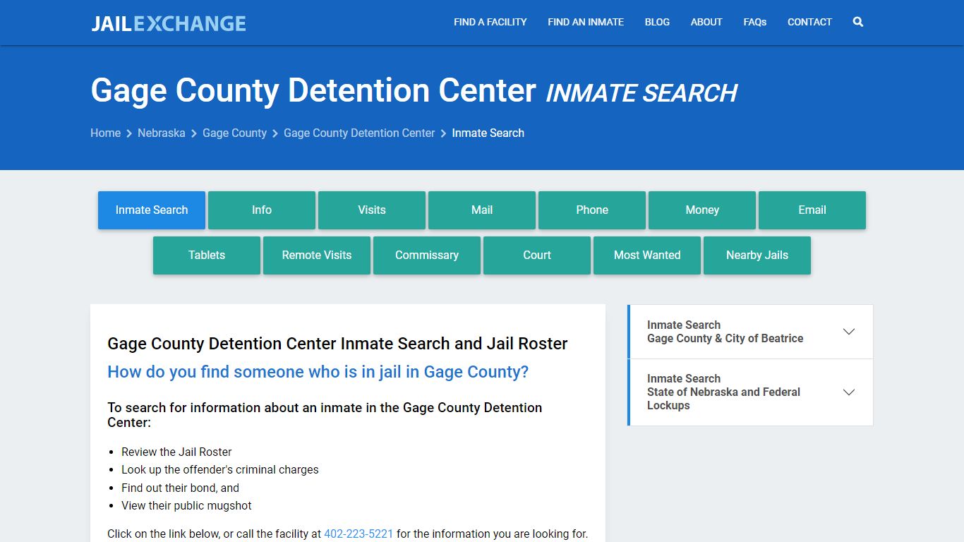Gage County Detention Center Inmate Search - Jail Exchange