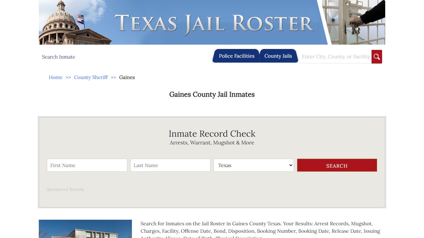 Gaines County Jail Inmates | Jail Roster Search