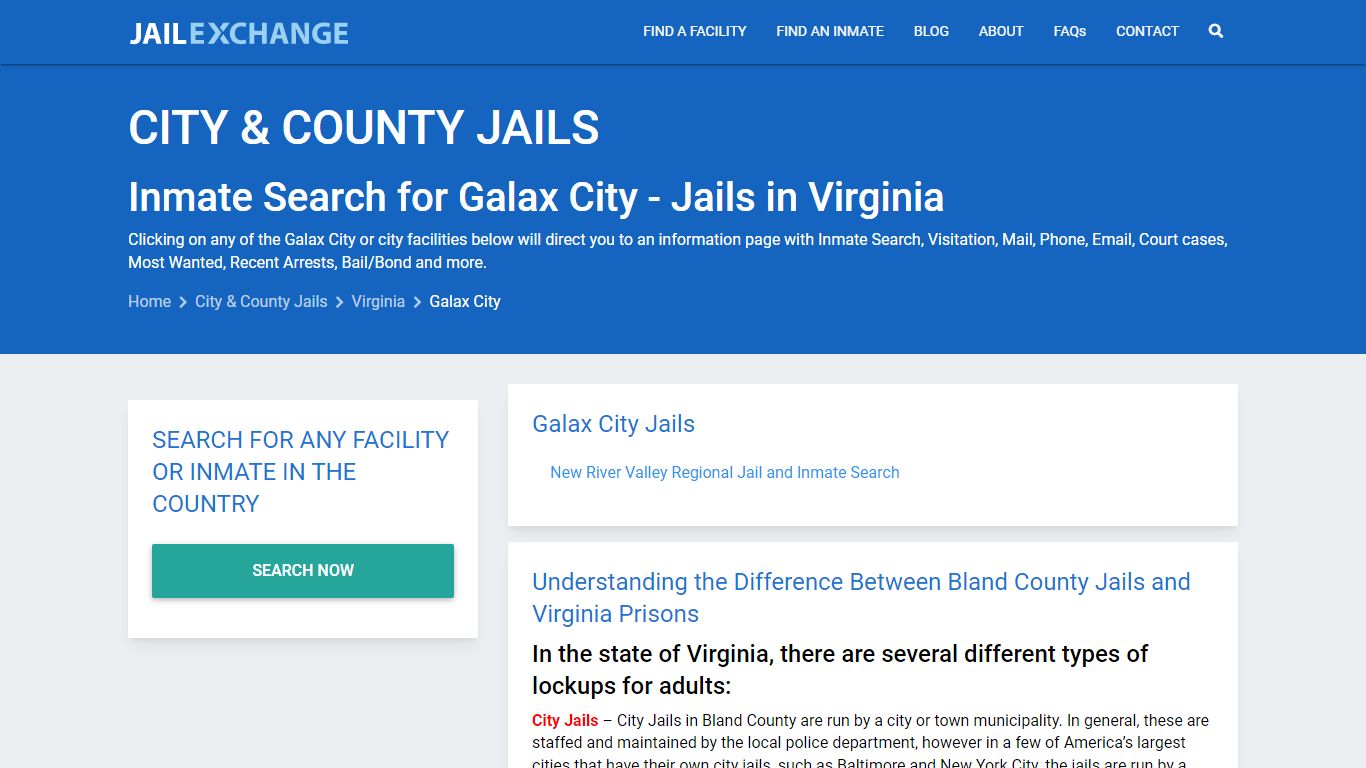 Inmate Search for Galax City | Jails in Virginia - Jail Exchange
