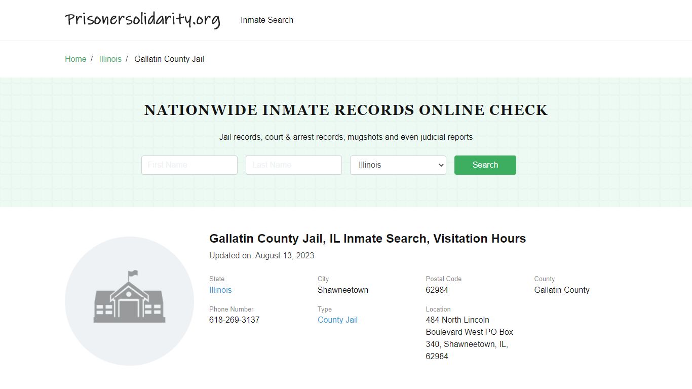 Gallatin County Jail, IL Inmate Search, Visitation Hours