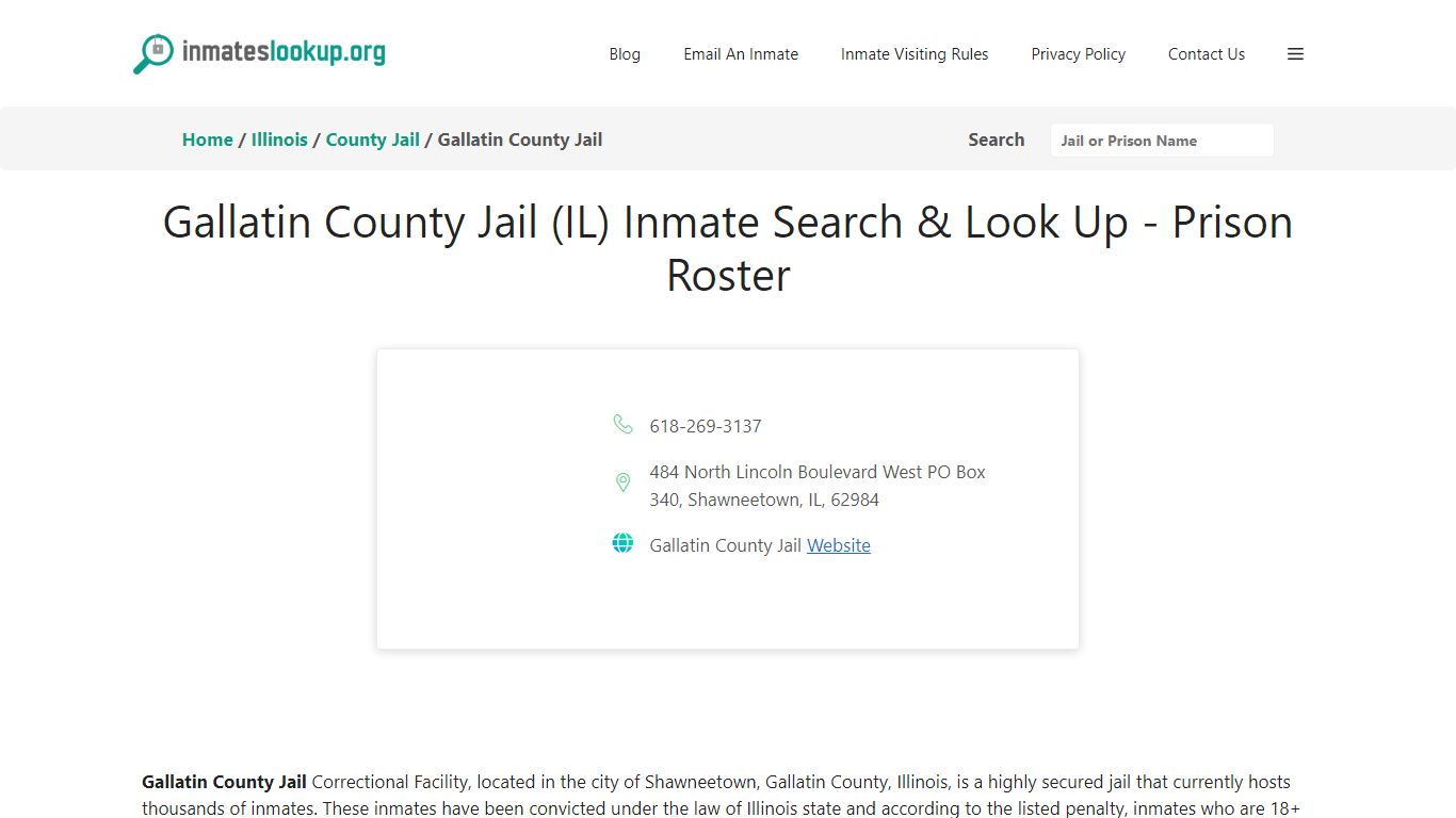 Gallatin County Jail (IL) Inmate Search & Look Up - Prison Roster