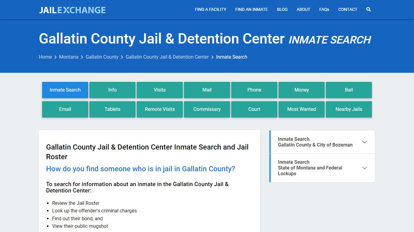 Gallatin County Jail & Detention Center Inmate Search