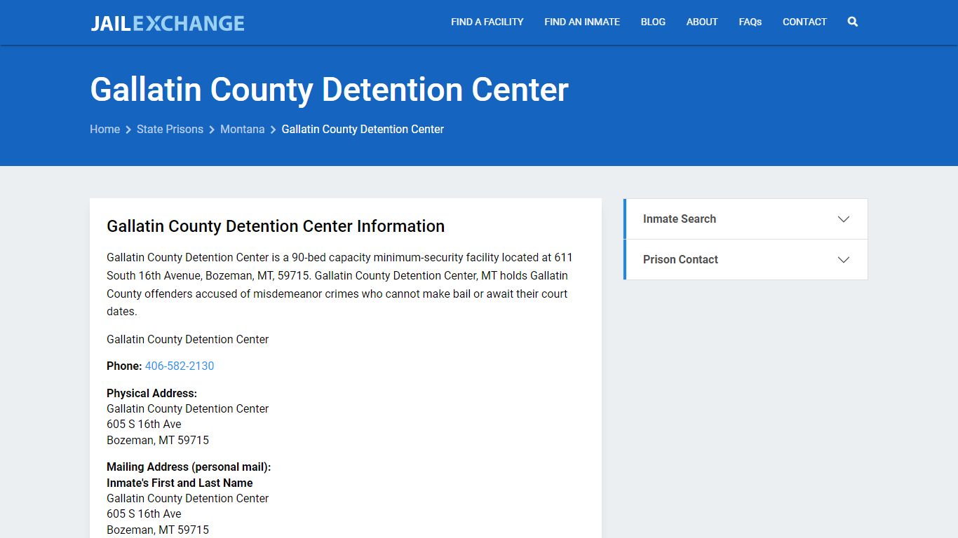 Gallatin County Detention Center Inmate Search, MT - Jail Exchange